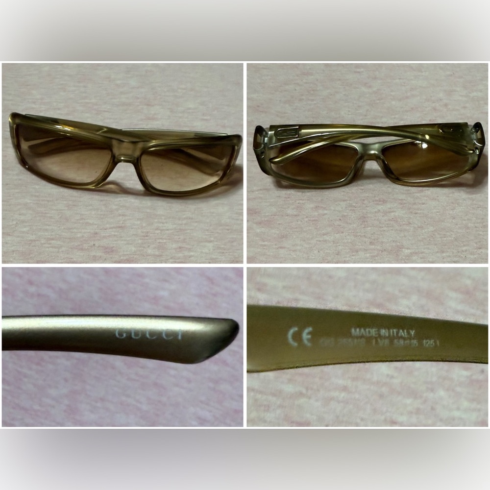 Gucci Olive-Tone Rectangular Women's Sunglasses